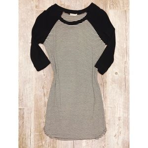 Black and White Striped Fitted Dress Casual